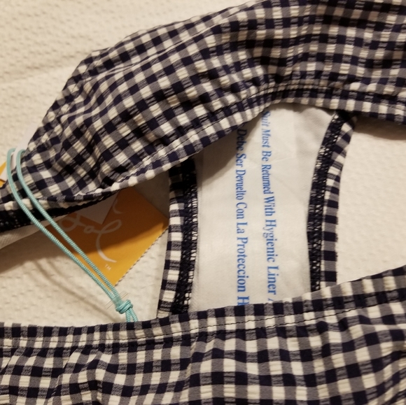 NWT GINGHAM  BIKINI BOTTOM SWIM MEDIUM COVERAGE HIPSTER VOLLEY BALL. cute - Picture 5 of 5